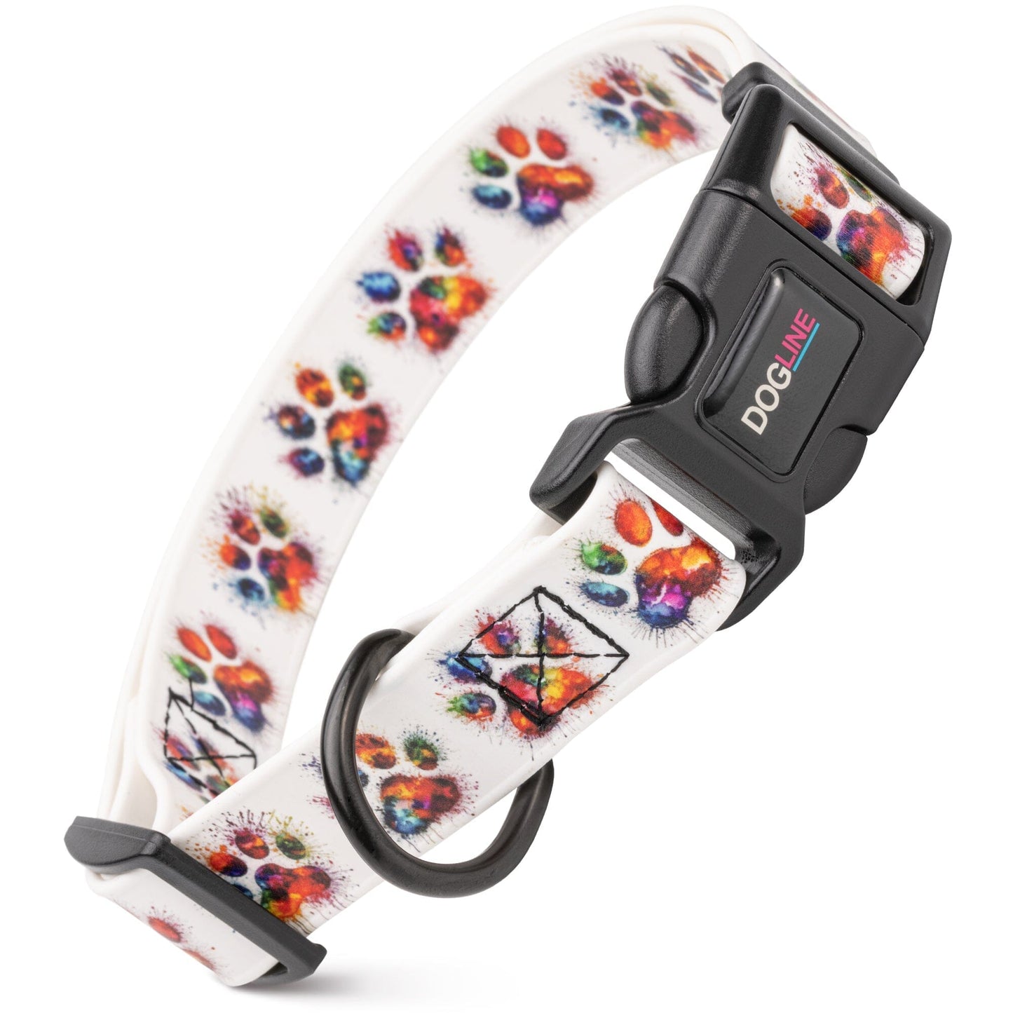 Dogline Biothane Full Color Design Printed Dog Collar with Quick Release Buckle