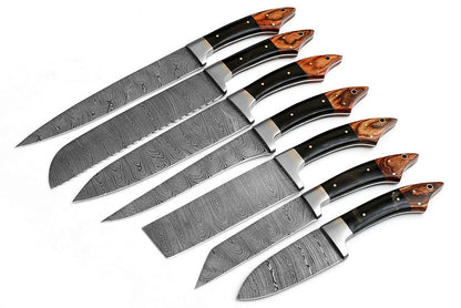 KBS Knives 07 PCS Custom Handmade Damascus Steel Kitchen Set