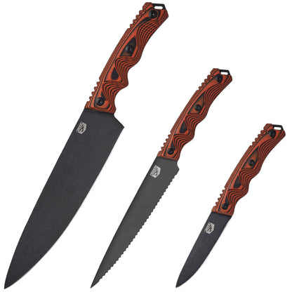 DFACKTO 3 Piece Essential Chef Knife Set // Orange