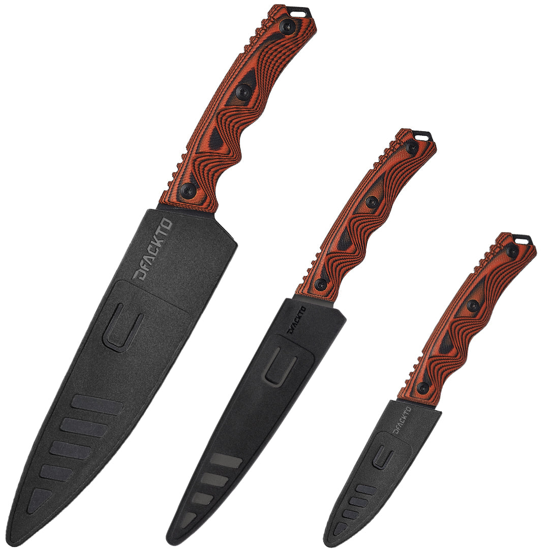 DFACKTO 3 Piece Essential Chef Knife Set // Orange