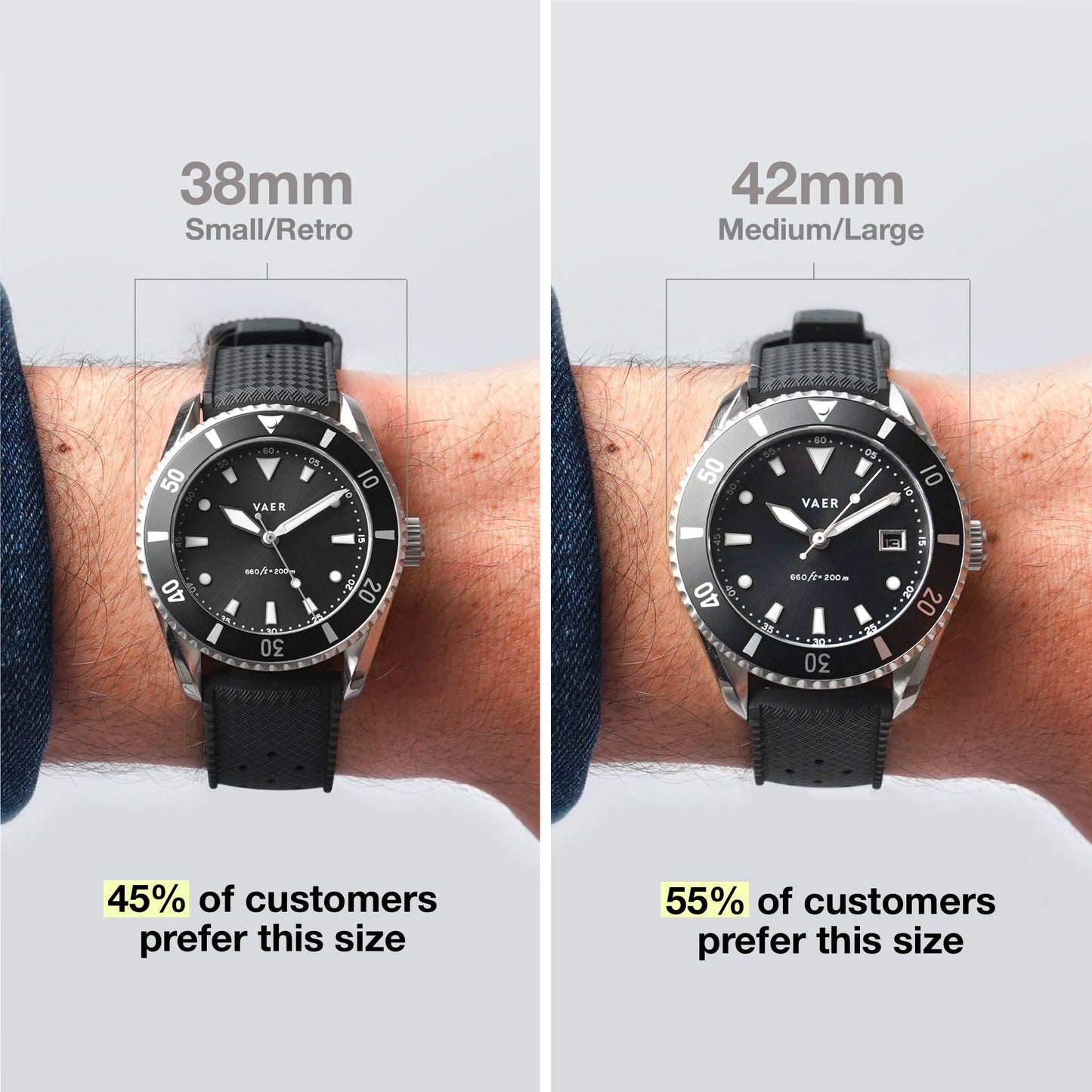 Vaer Watches DS4 Meridian Black | No Date - Solar 42mm