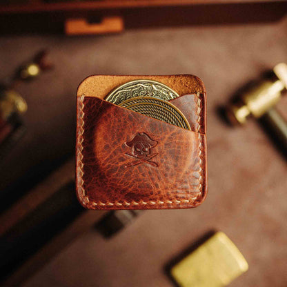 Pirate Goods Double Coin Holder - Peso Pocket Duo | Challenge Coin Case | Handcrafted Leather