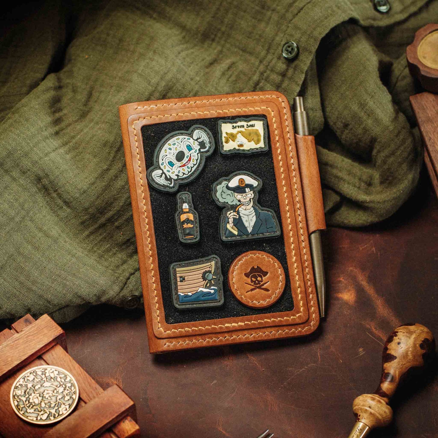 Pirate Goods Passport Travel Wallet - Quartermaster v2 | Leather Velcro Organizer | Field Notes Holder