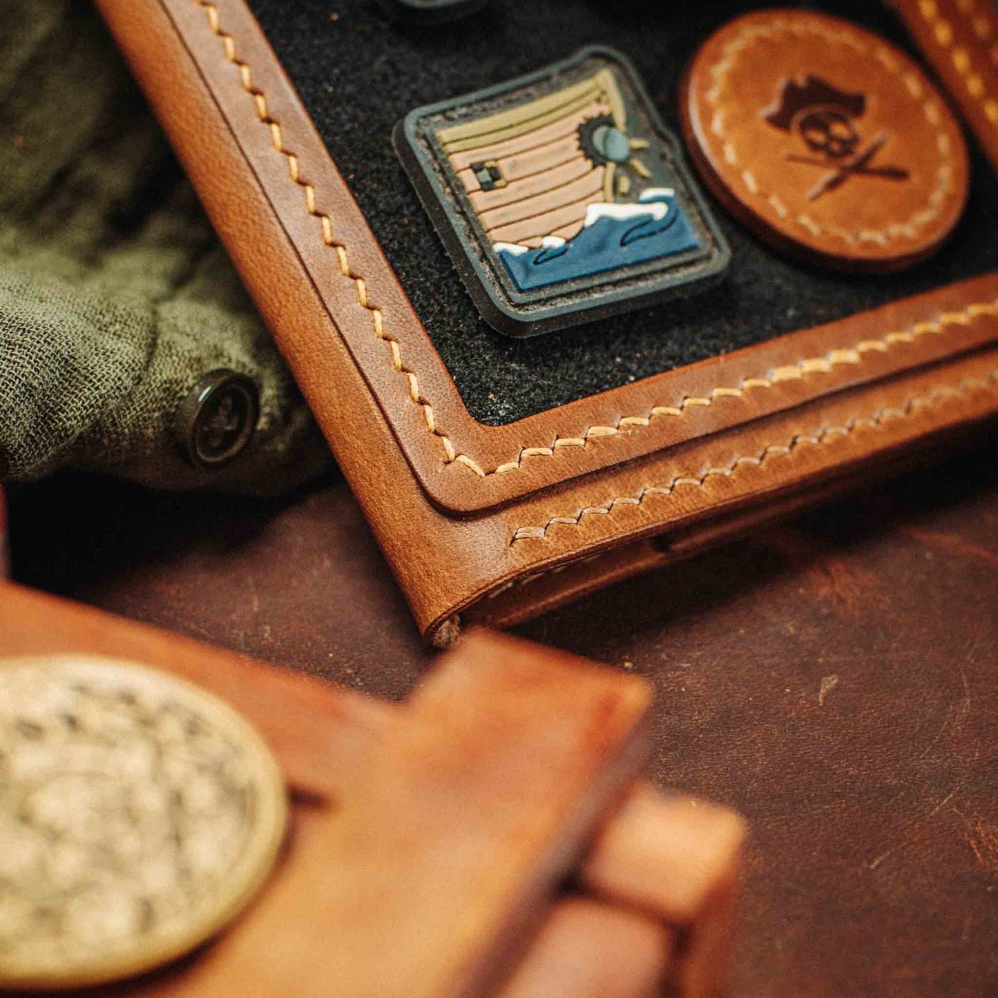 Pirate Goods Passport Travel Wallet - Quartermaster v2 | Leather Velcro Organizer | Field Notes Holder