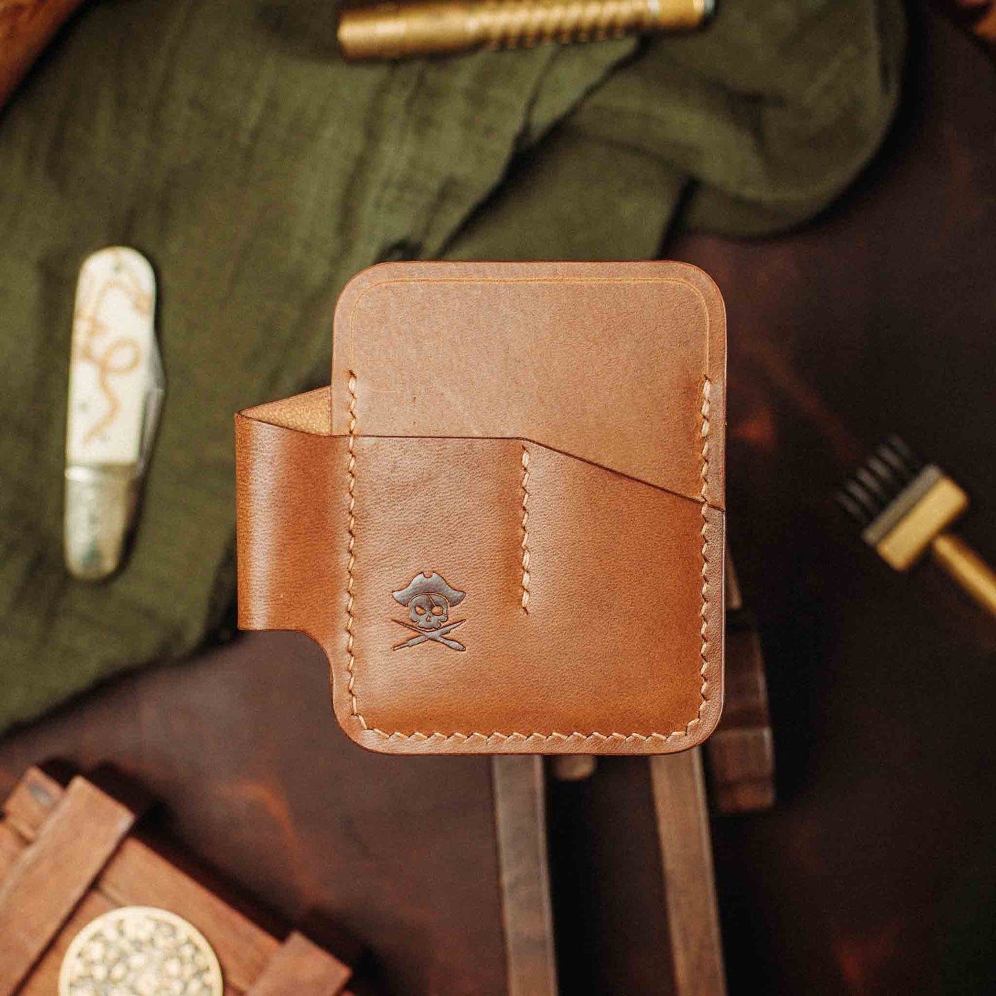 Pirate Goods Small Pocket Organizer - First Mate Mini | Leather Pocket Slip | Handcrafted Everyday Carry