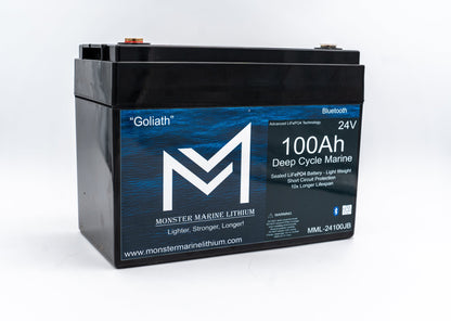 Monster Marine Lithium 24V 100Ah Lithium Marine Trolling Motor Battery "Goliath" - Bluetooth