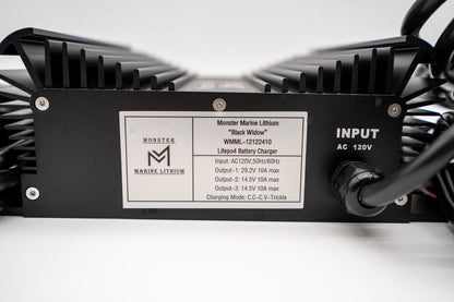 Monster Marine Lithium Triple Bank 12v, 12v & 24v marine waterproof Lead/AGM-Lithium charger