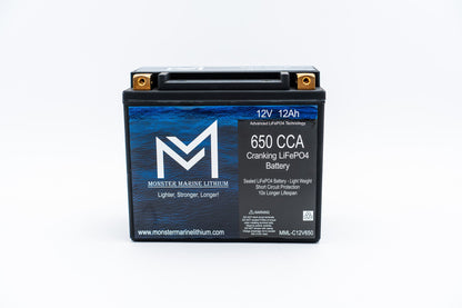 Monster Marine Lithium 650CCA 12V 12AH Cranking Lithium Battery