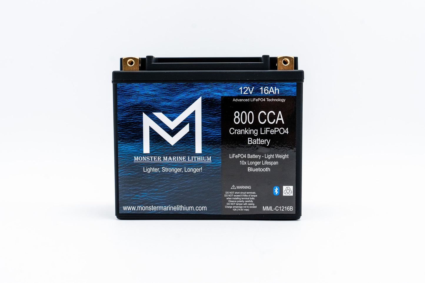 Monster Marine Lithium 800CCA 12V 16AH Cranking Lithium Battery - BLUETOOTH