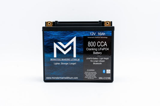 Monster Marine Lithium 800CCA 12V 16AH Cranking Lithium Battery - BLUETOOTH