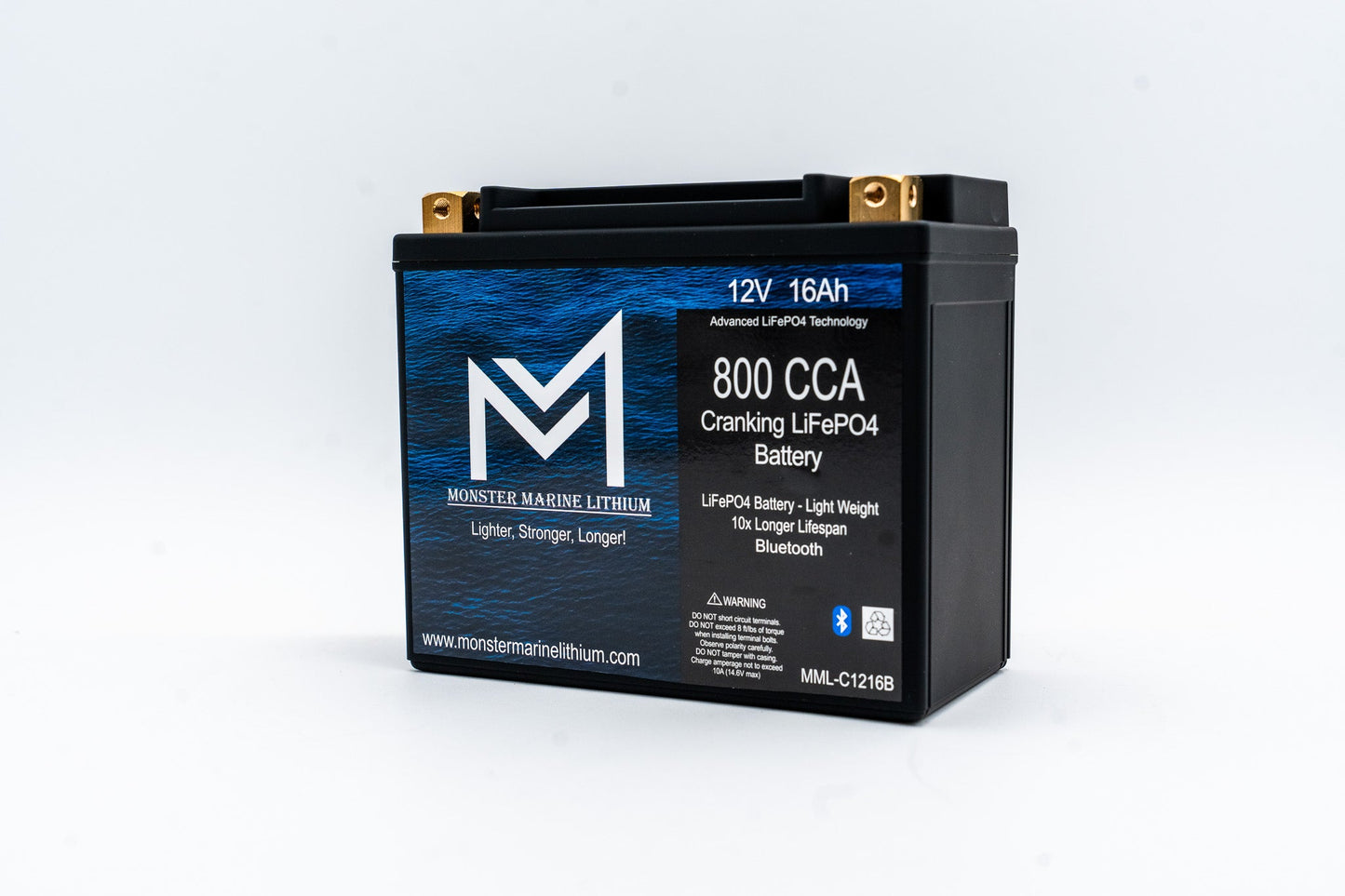 Monster Marine Lithium 800CCA 12V 16AH Cranking Lithium Battery - BLUETOOTH