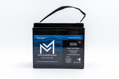 Monster Marine Lithium 12v 30Ah Deep Cycle Lithium Marine Battery "Badger" - Bluetooth - MML-1230B