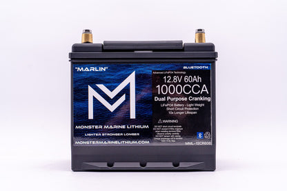 Monster Marine Lithium 1000CCA 12V 60Ah Dual Purpose Cranking Lithium Battery - BLUETOOTH - MML-12CR60B