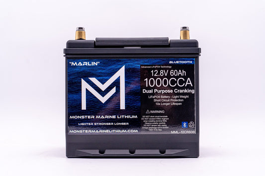 Monster Marine Lithium 1000CCA 12V 60Ah Dual Purpose Cranking Lithium Battery - BLUETOOTH - MML-12CR60B