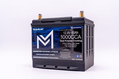Monster Marine Lithium 1000CCA 12V 60Ah Dual Purpose Cranking Lithium Battery - BLUETOOTH - MML-12CR60B