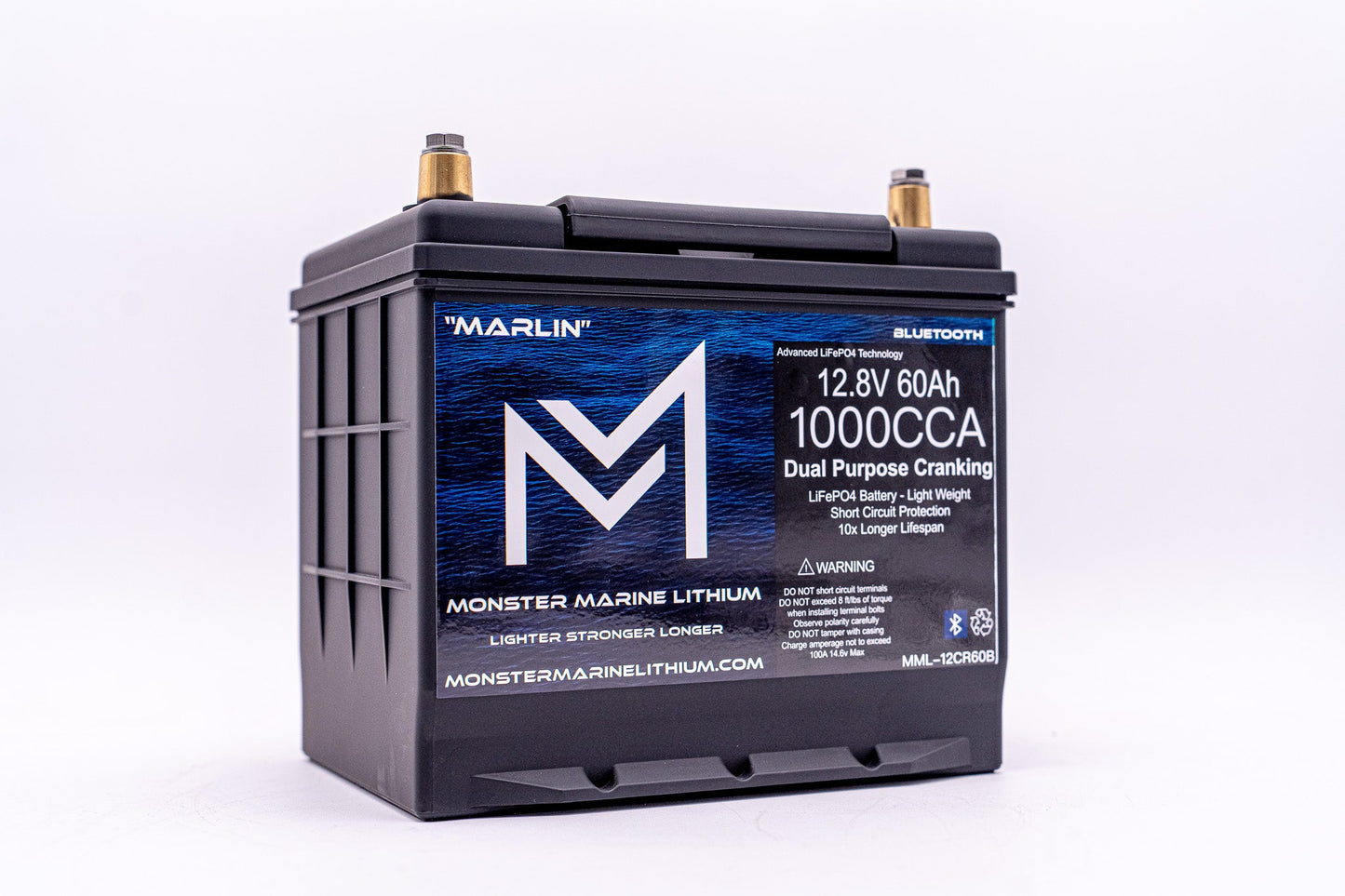 Monster Marine Lithium 1000CCA 12V 60Ah Dual Purpose Cranking Lithium Battery - BLUETOOTH - MML-12CR60B