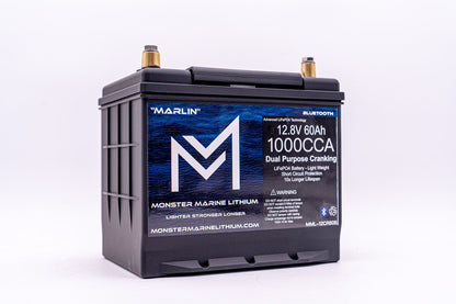 Monster Marine Lithium 1000CCA 12V 60Ah Dual Purpose Cranking Lithium Battery - BLUETOOTH - MML-12CR60B