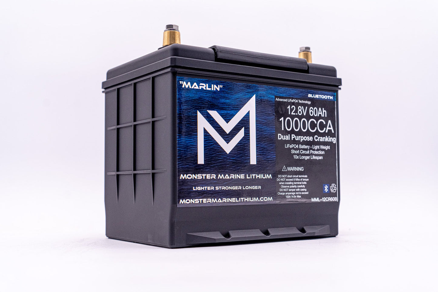 Monster Marine Lithium 1000CCA 12V 60Ah Dual Purpose Cranking Lithium Battery - BLUETOOTH - MML-12CR60B