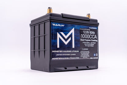 Monster Marine Lithium 1000CCA 12V 60Ah Dual Purpose Cranking Lithium Battery - BLUETOOTH - MML-12CR60B