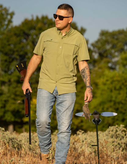 Xotic - Short Sleeve Solid Lifestyle Button Down w/ REPEL-X
