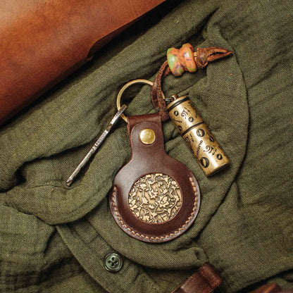 Pirate Goods Challenge Coin Keychain - Peso Pocket v5 | EDC Leather Coin Holder