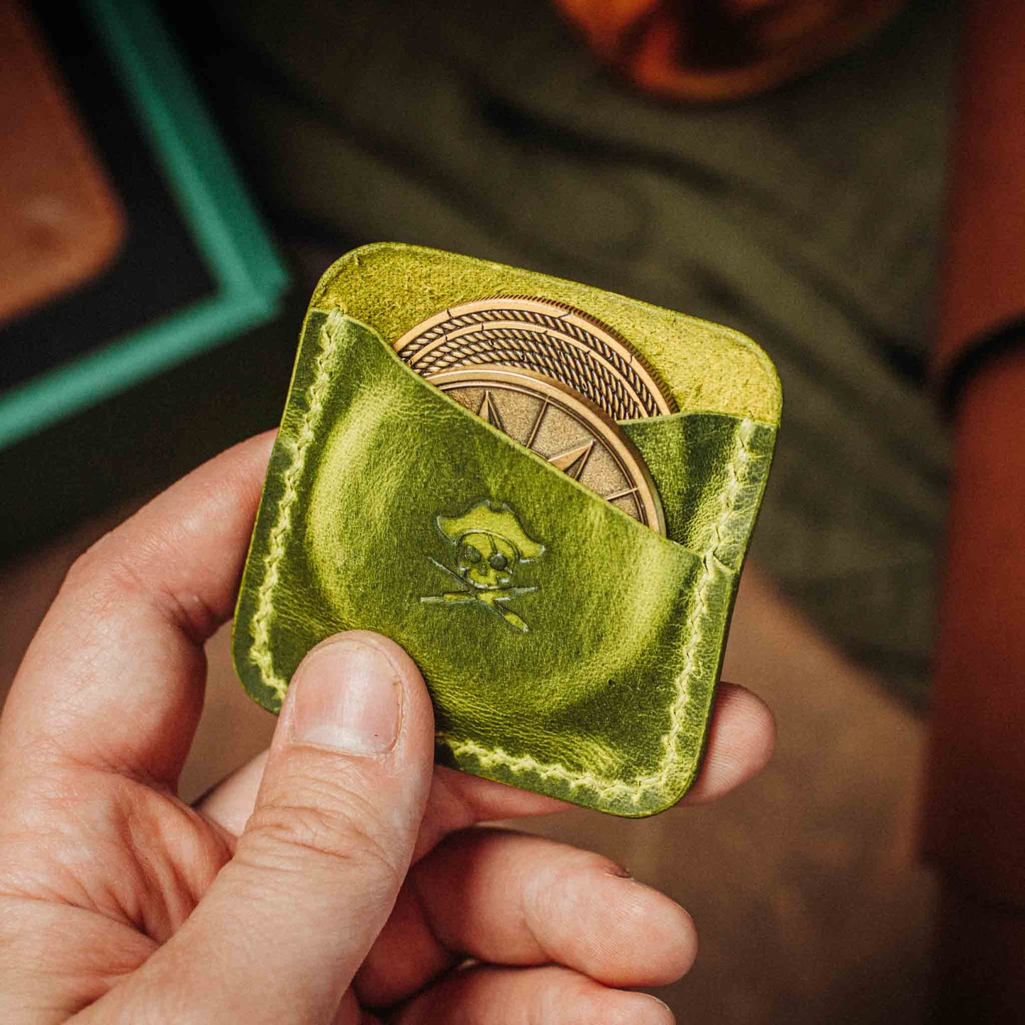 Pirate Goods Double Coin Holder - Peso Pocket Duo | Challenge Coin Case | Handcrafted Leather