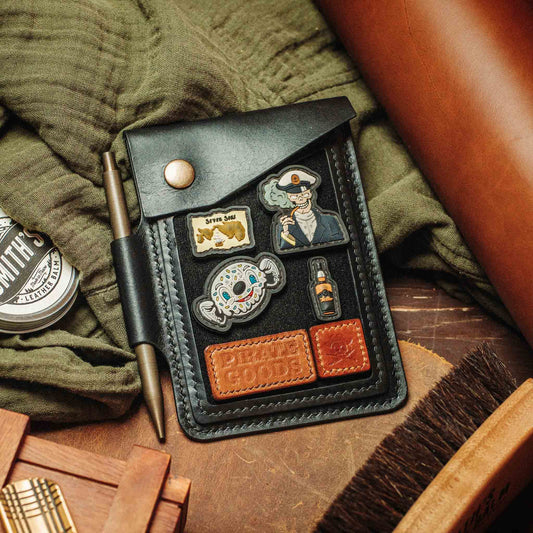 Pirate Goods Field Notes Cover - Steersman | Leather Velcro Patch Display | EDC Journal Holder