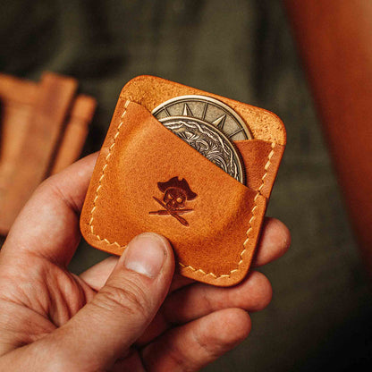 Pirate Goods Double Coin Holder - Peso Pocket Duo | Challenge Coin Case | Handcrafted Leather