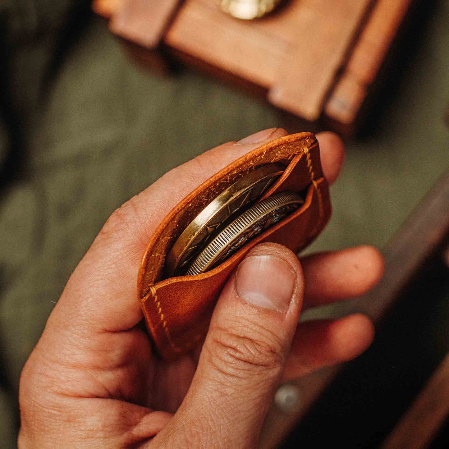 Pirate Goods Double Coin Holder - Peso Pocket Duo | Challenge Coin Case | Handcrafted Leather