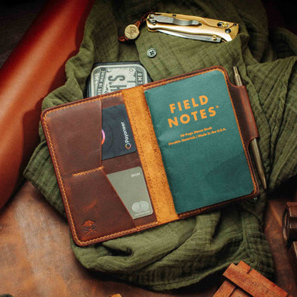 Pirate Goods Passport Travel Wallet - Quartermaster v2 | Leather Velcro Organizer | Field Notes Holder