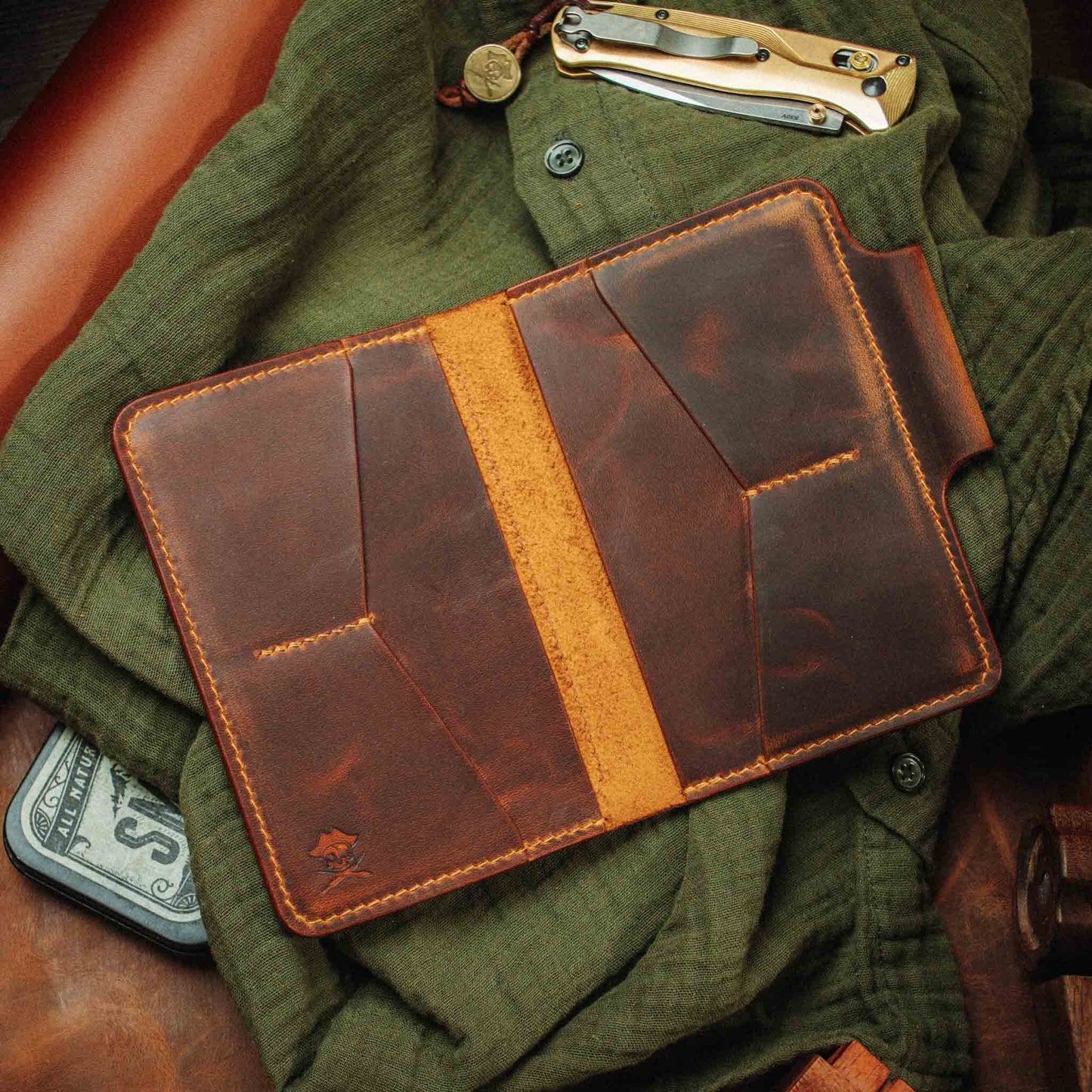 Pirate Goods Passport Travel Wallet - Quartermaster v2 | Leather Velcro Organizer | Field Notes Holder