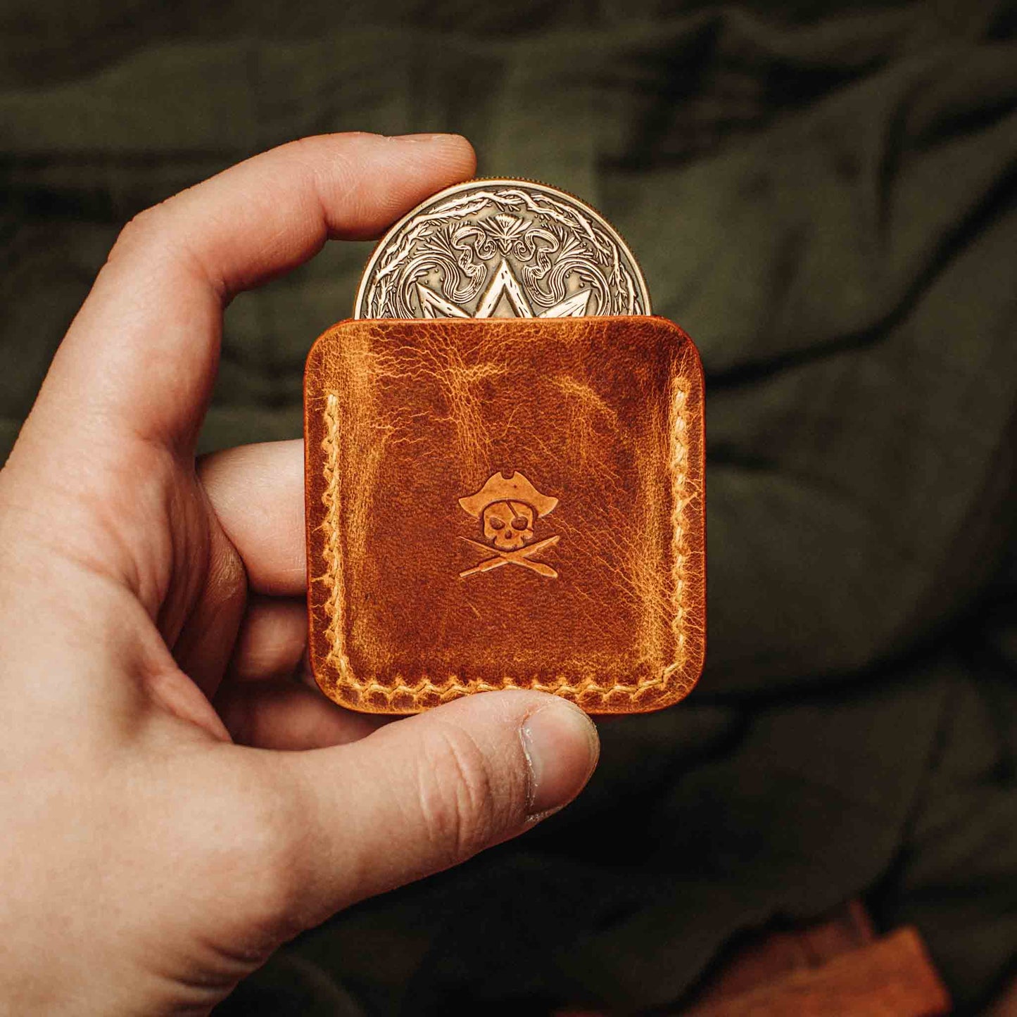 Pirate Goods Challenge Coin Holder - Peso Pocket v3 | Leather Coin Case | Handcrafted EDC