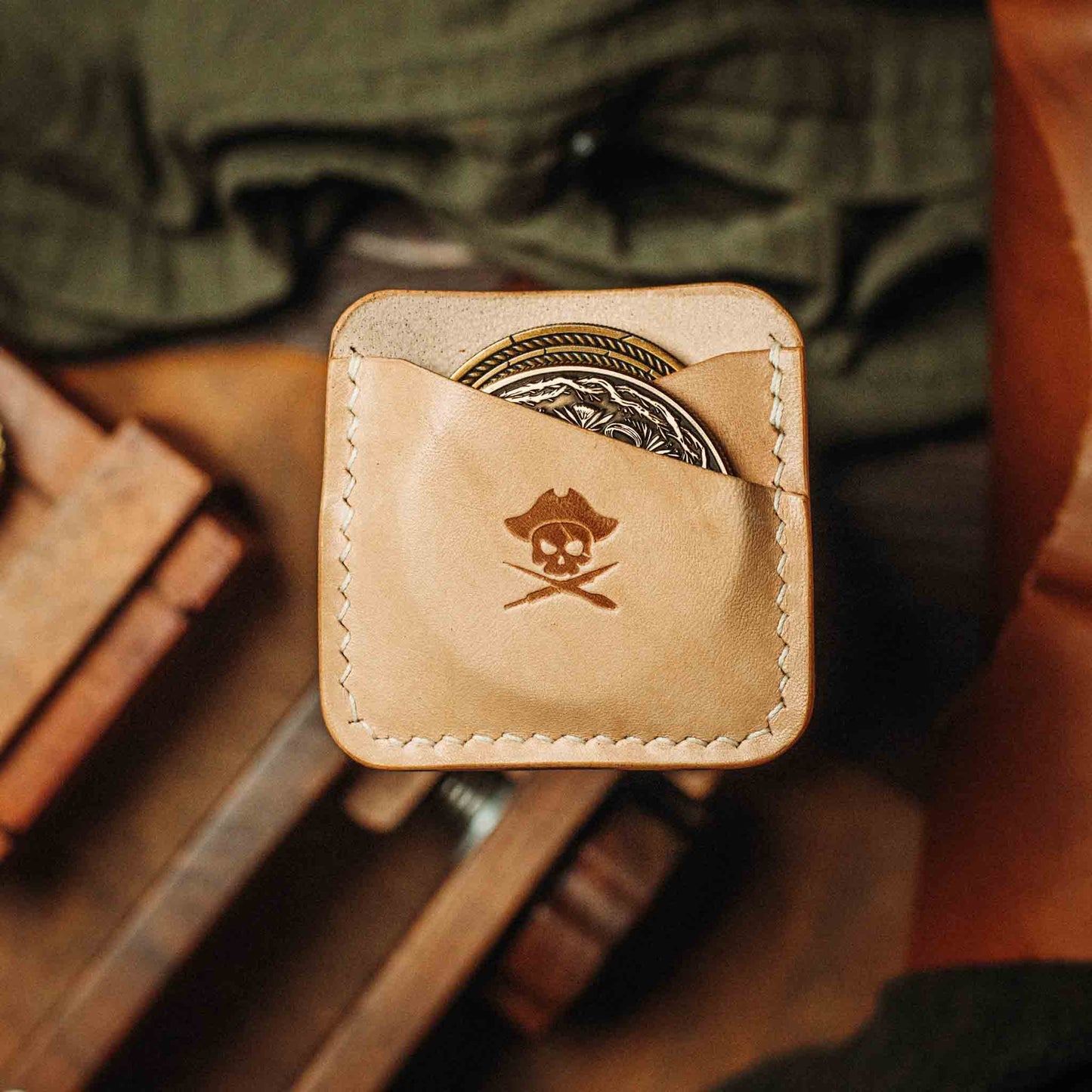 Pirate Goods Double Coin Holder - Peso Pocket Duo | Challenge Coin Case | Handcrafted Leather