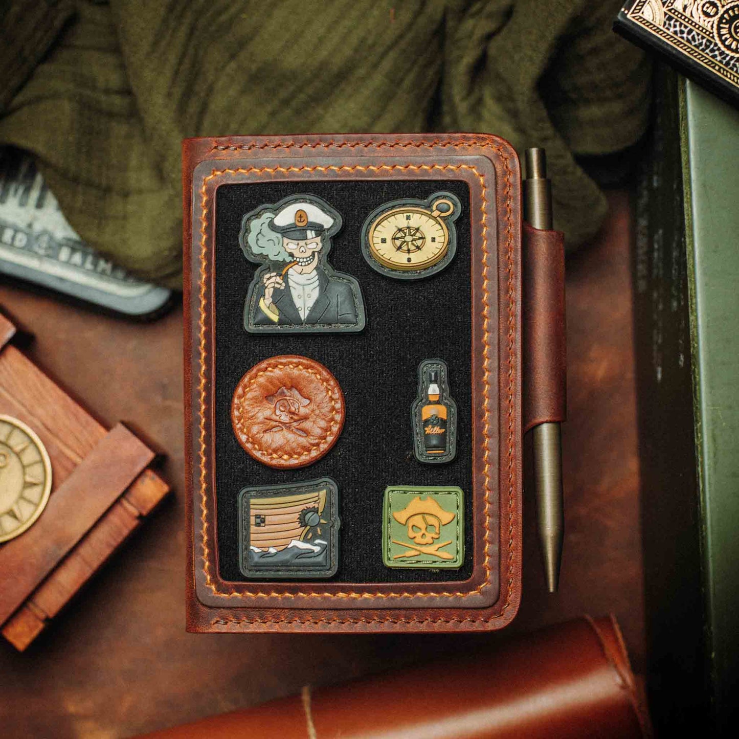 Pirate Goods Passport Travel Wallet - Quartermaster v2 | Leather Velcro Organizer | Field Notes Holder