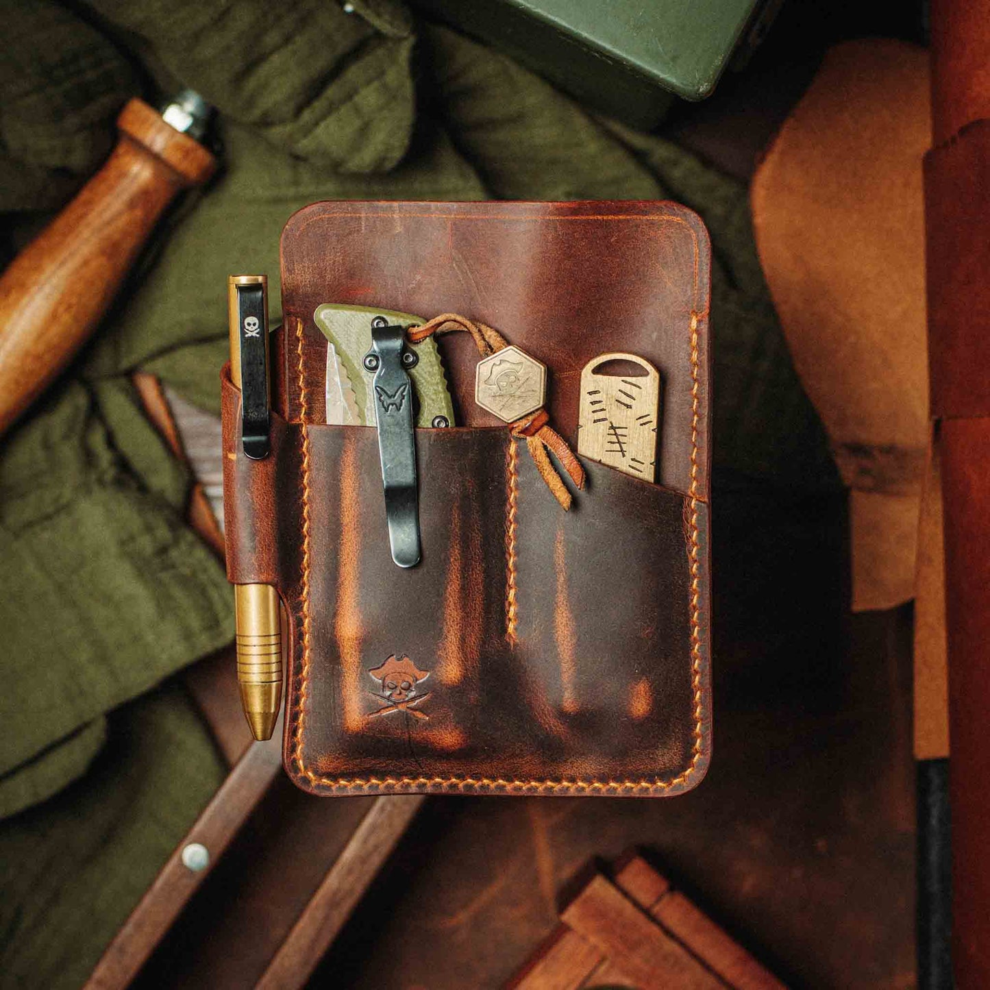 Pirate Goods Large Pocket Organizer - First Mate Fatty | Leather Pocket Carrier | Multi-tool