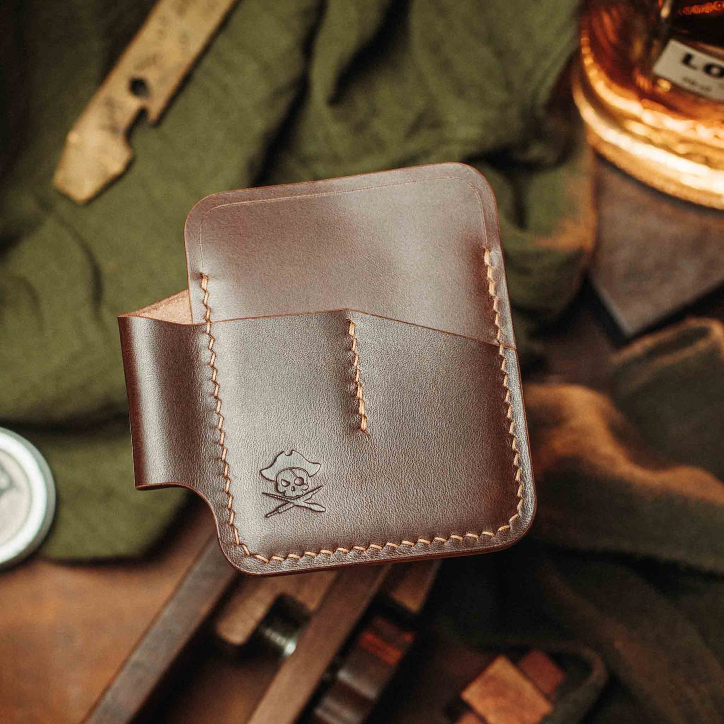 Pirate Goods Small Pocket Organizer - First Mate Mini | Leather Pocket Slip | Handcrafted Everyday Carry