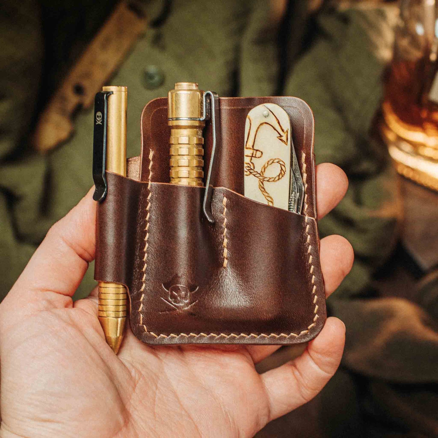 Pirate Goods Small Pocket Organizer - First Mate Mini | Leather Pocket Slip | Handcrafted Everyday Carry