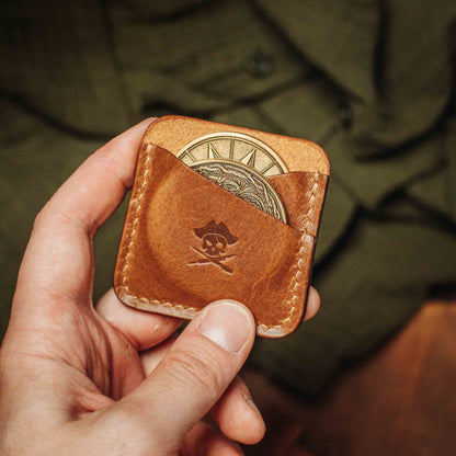 Pirate Goods Double Coin Holder - Peso Pocket Duo | Challenge Coin Case | Handcrafted Leather