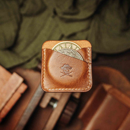 Pirate Goods Double Coin Holder - Peso Pocket Duo | Challenge Coin Case | Handcrafted Leather