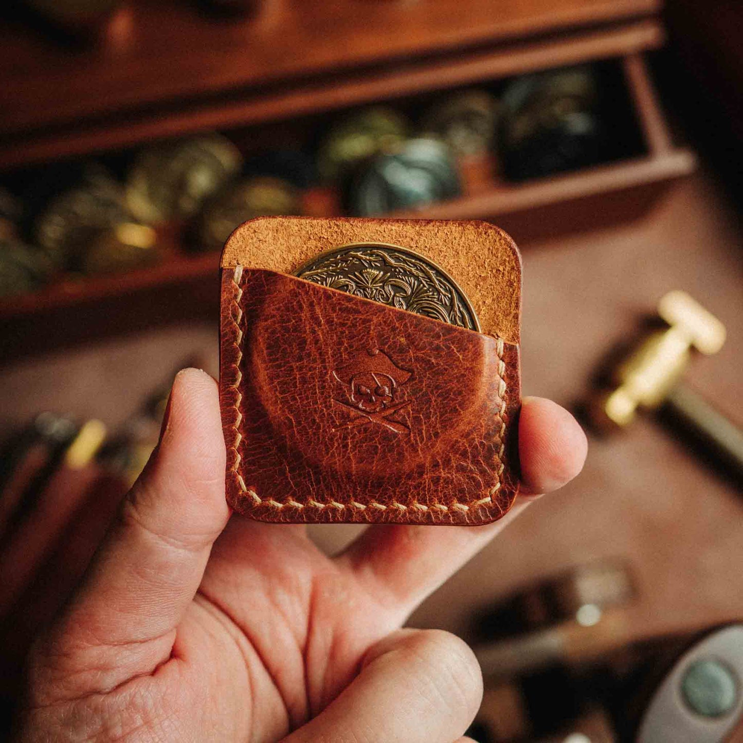 Pirate Goods Challenge Coin Holder - Peso Pocket | Coin Case | Handcrafted Leather