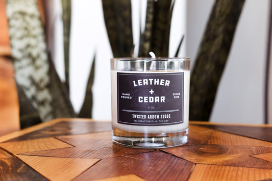 Twisted Arrow Goods Leather + Cedar Candle
