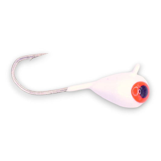 Kenders - White W/ Red Eye Glow Tungsten Jig