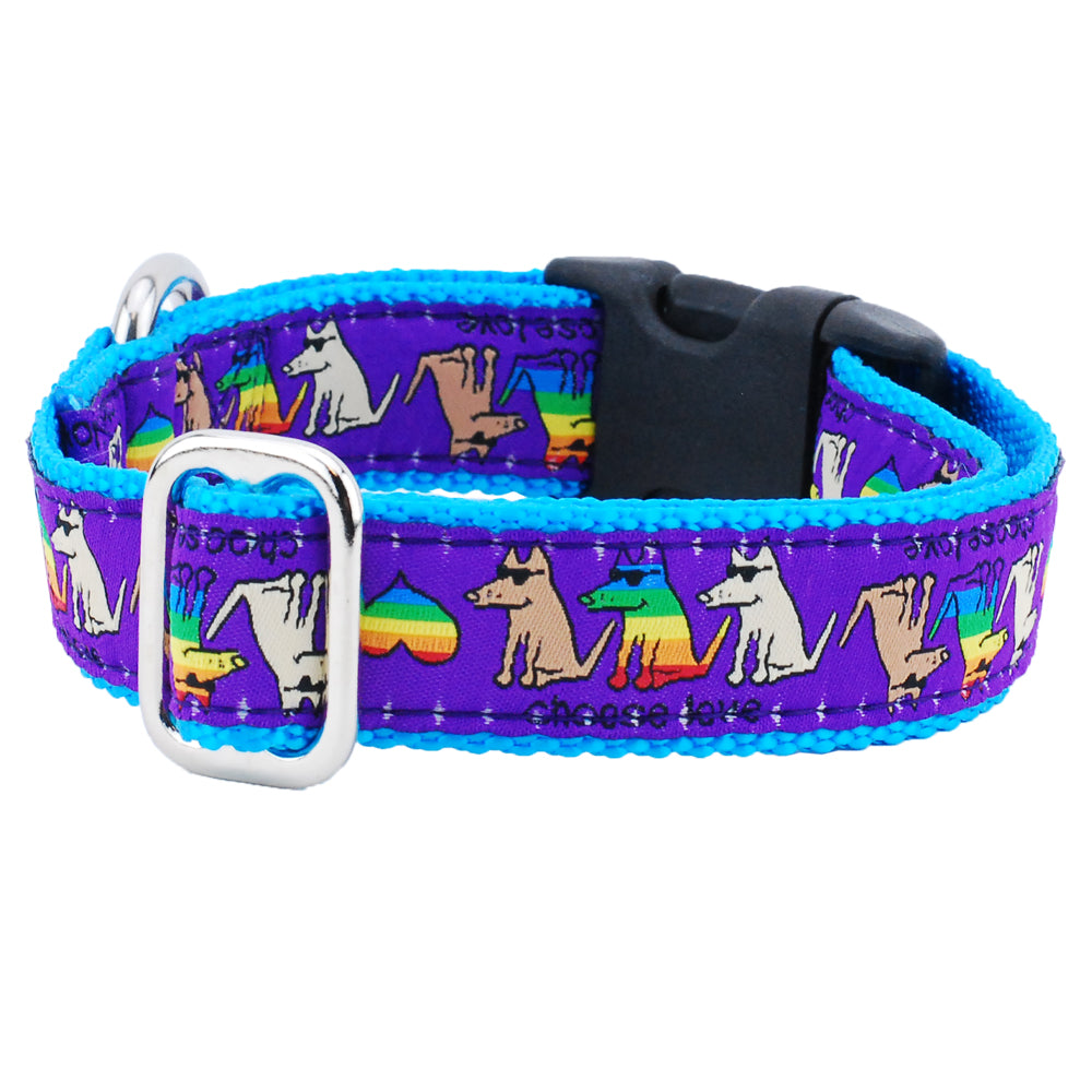 2 Hounds Design 1″ Choose Love Teddy The Dog Essential Buckle Martingale Dog Collar