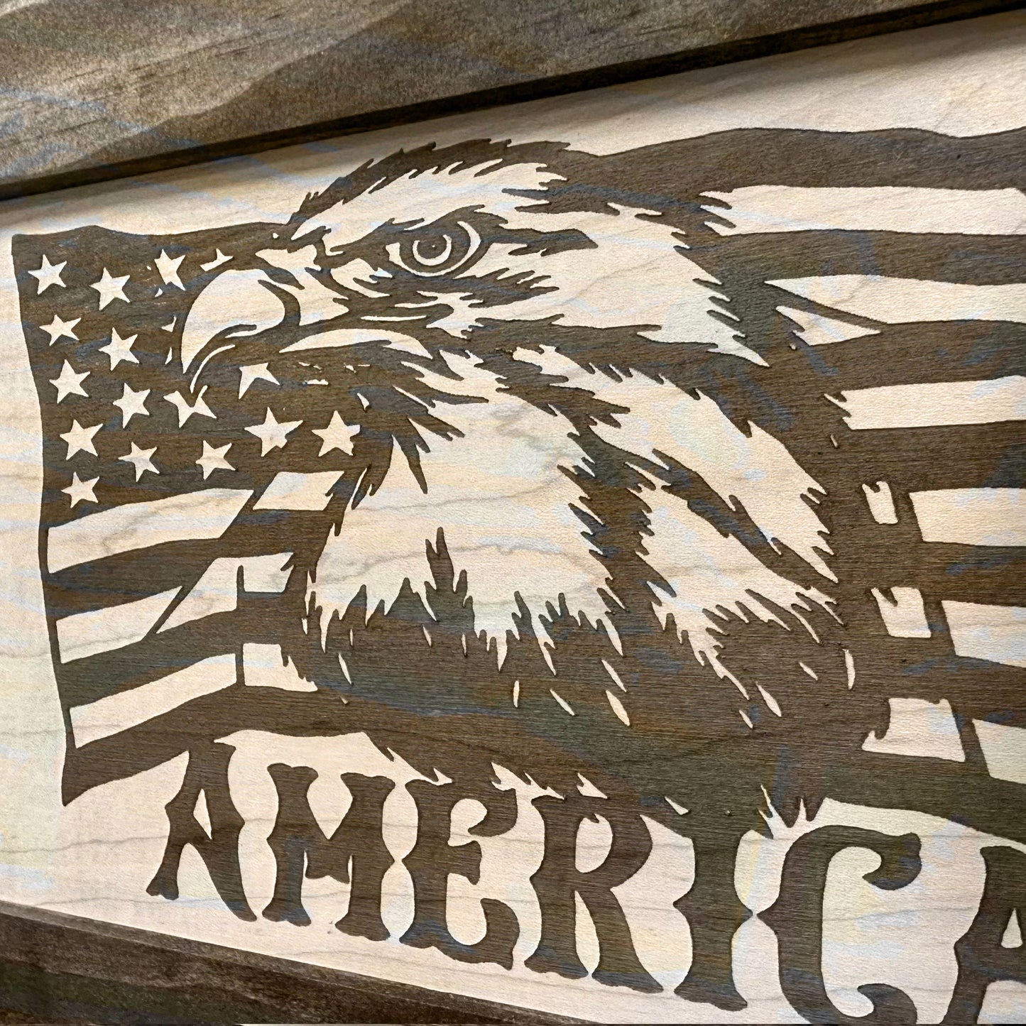 Bellewood Designs - American Flag with Bald Eagle Patriotic Decorative Wall-Mounted Secure Gun Cabinet