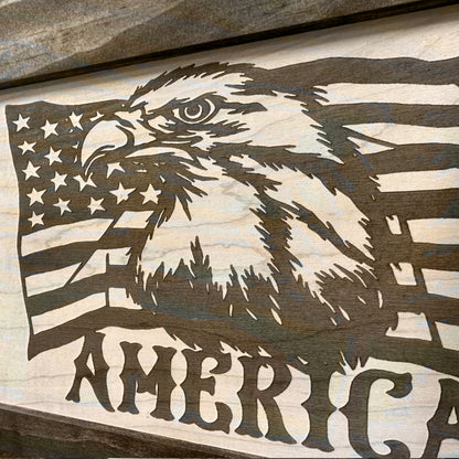 Bellewood Designs - American Flag with Bald Eagle Patriotic Decorative Wall-Mounted Secure Gun Cabinet