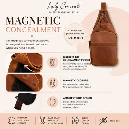 Concealed Carry Unisex Dakota Leather Sling by Lady Conceal