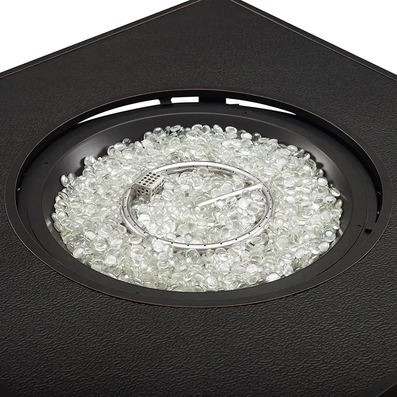 Balkene Home Dalton 40" Square Woven Aluminum Convertible Gas Fire Pit Table