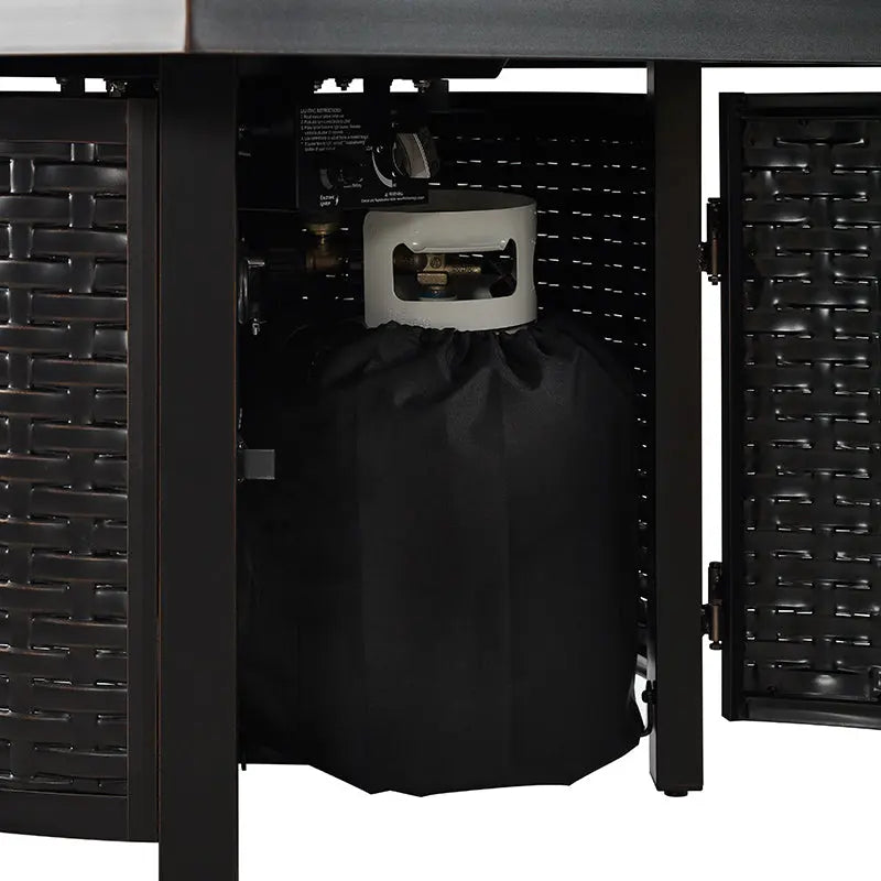 Balkene Home Dalton 40" Square Woven Aluminum Convertible Gas Fire Pit Table