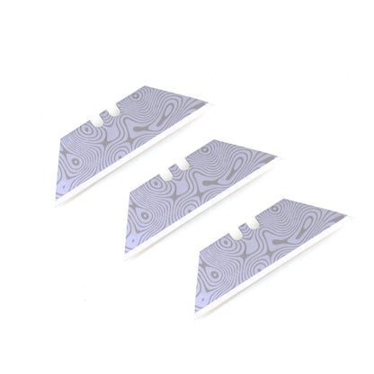 Stinger Survival Tools Laser Engraved Utility Edges, Tool Replacements - Damascus Style (Trapezoid 3 pcs - Silver)