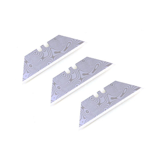 Stinger Survival Tools Laser Engraved Utility Edges, Tool Replacements - Damascus Style (Trapezoid 3 pcs - Silver)